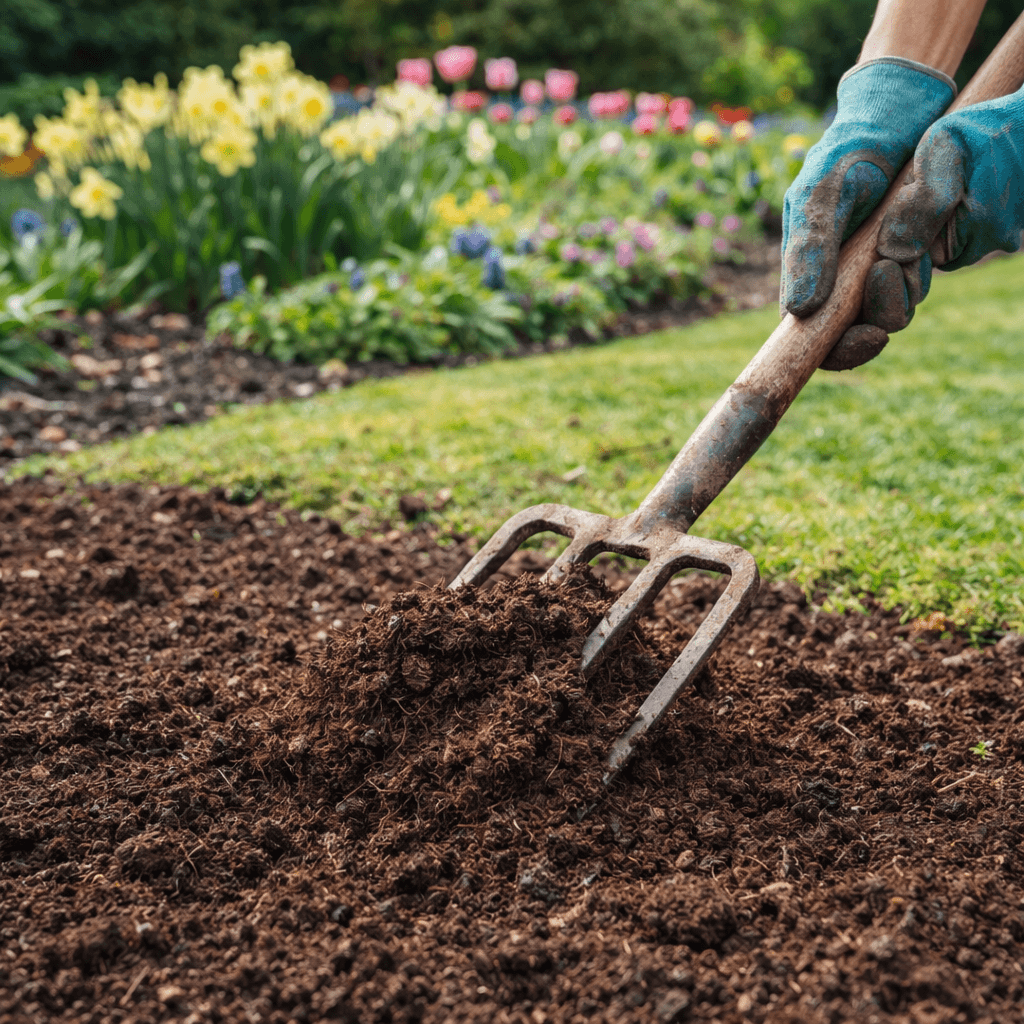 Gartenpflege im Frühling – Boden im Beet lockern und für neue Pflanzen vorbereiten